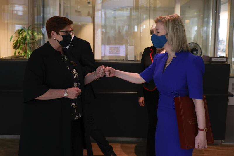 Britain's Foreign Secretary Liz Truss meets Australian Foreign Minister and Minister for Women Marise Payne. Photo: Liz Truss / Twitter