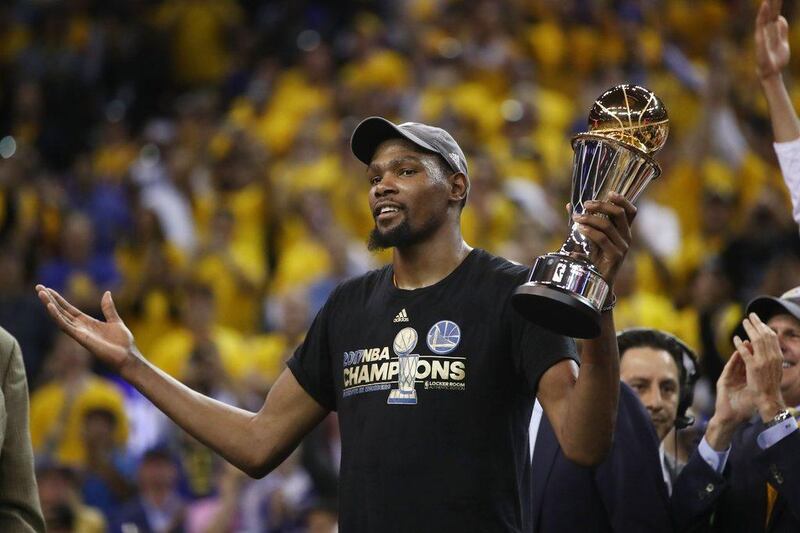 Kevin Durant was named the NBA Finals MVP after guiding the Golden State Warriors to victory over the Cleveland Cavaliers. Ezra Shaw / Getty Images