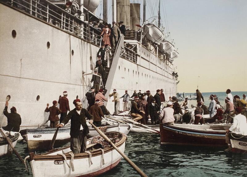 A cruise ship landing off the coast of Algiers, 1896. Courtesy Swiss Camera Museum.