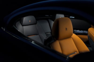 The Wraith features illuminated panels and exotic leather and wood trim. Courtesy Rolls-Royce