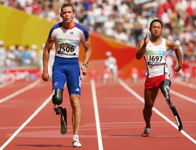 John McFall during the men's 100m at the 2008 Paralympic Games in Beijing, China. Getty Images