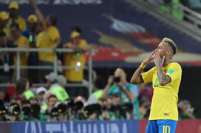 epa06845876 Neymar of Brazil reacts after the FIFA World Cup 2018 group E preliminary round soccer match between Serbia and Brazil in Moscow, Russia, 27 June 2018. Brazil won the match 2-0.

(RESTRICTIONS APPLY: Editorial Use Only, not used in association with any commercial entity - Images must not be used in any form of alert service or push service of any kind including via mobile alert services, downloads to mobile devices or MMS messaging - Images must appear as still images and must not emulate match action video footage - No alteration is made to, and no text or image is superimposed over, any published image which: (a) intentionally obscures or removes a sponsor identification image; or (b) adds or overlays the commercial identification of any third party which is not officially associated with the FIFA World Cup)  EPA/ABEDIN TAHERKENAREH   EDITORIAL USE ONLY