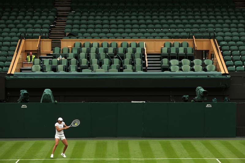 Current World Number One Iga Swiatek during a practice session on Friday, June 24. Getty