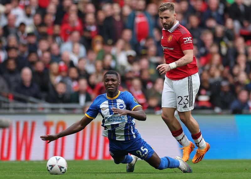 Luke Shaw – 7. Comfortable at centre half and anticipated several Brighton attacks well. Booked – yet he took that one for the team after he’d done well to set Antony up. AFP