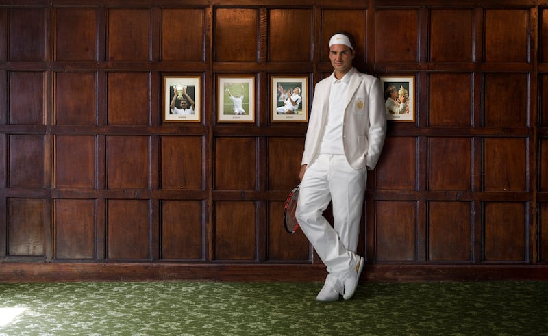 Roger Federer poses for a portrait at Wimbledon in 2007.