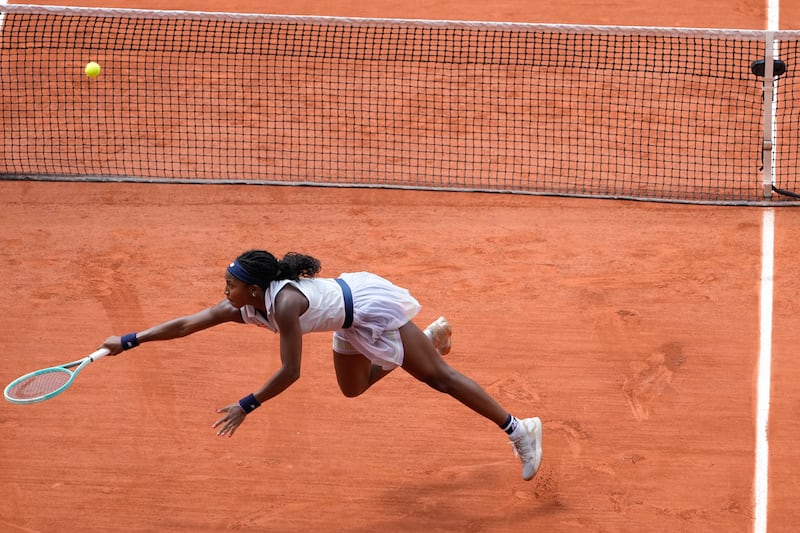 Coco Gauff in action against Tunisia's Ons Jabeur. AP 