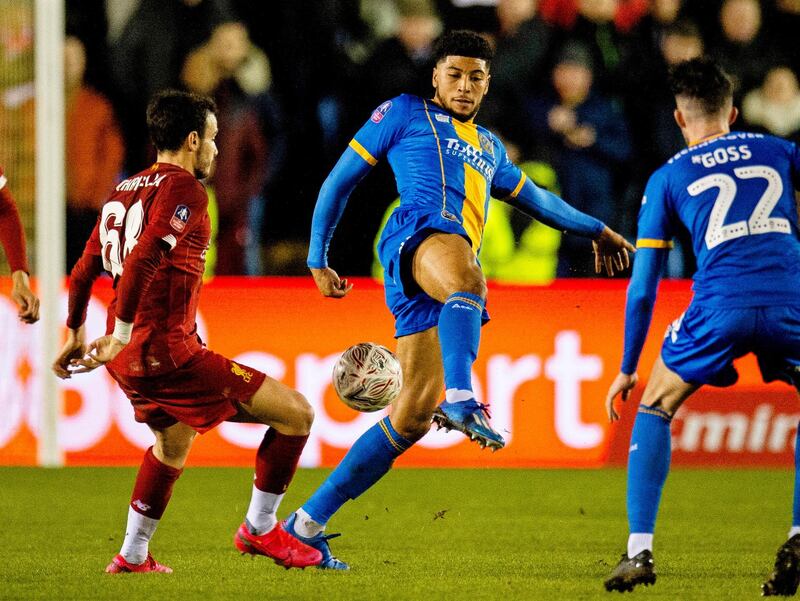 Right midfield: Josh Laurent (Shrewsbury Town) – Very few opponents have been man of the match against Liverpool this season. Laurent put in a storming performance to trouble them. EPA