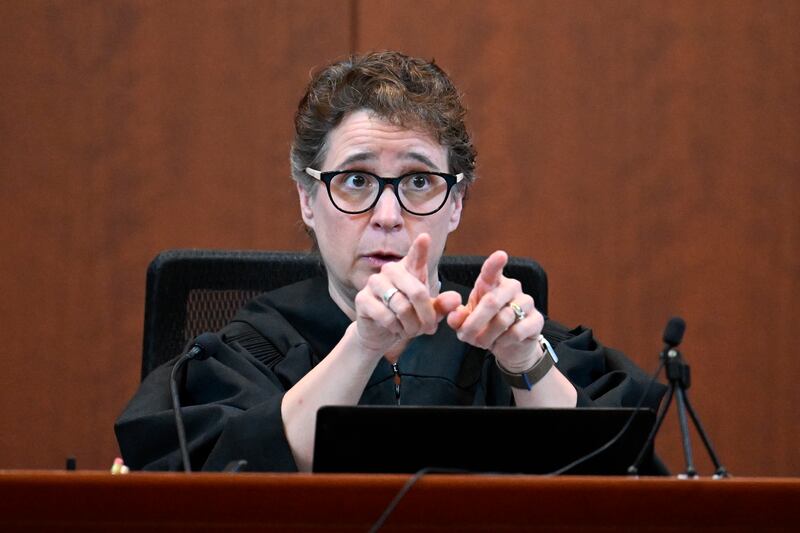 Judge Penney Azcarate speaks during the hearing. AP