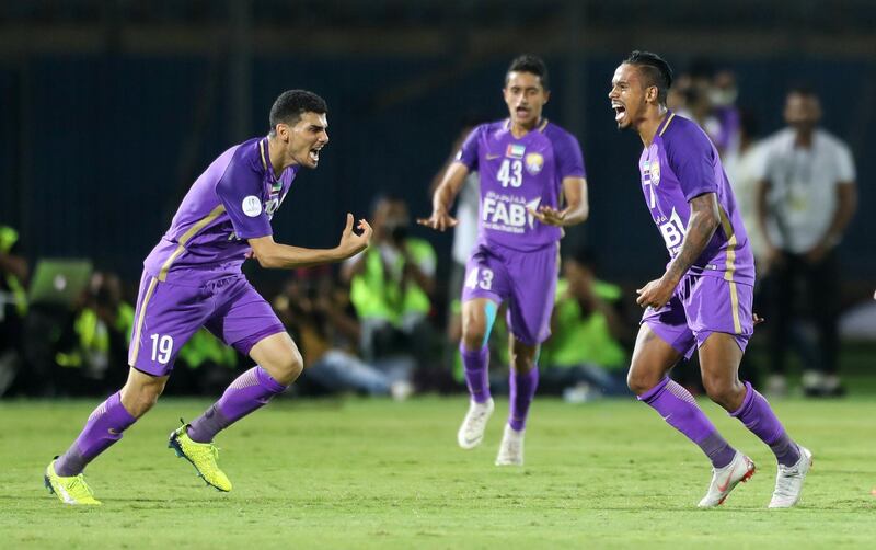 Soccer Football - United Arab Emirates Super Cup - Al Ain FC vs Al-Wahda FC - Air Defense Stadium, Cairo, Egypt - August 25, 2018   Al Ain's Caio celebrates after a goal    REUTERS/Mohamed Abd El Ghany