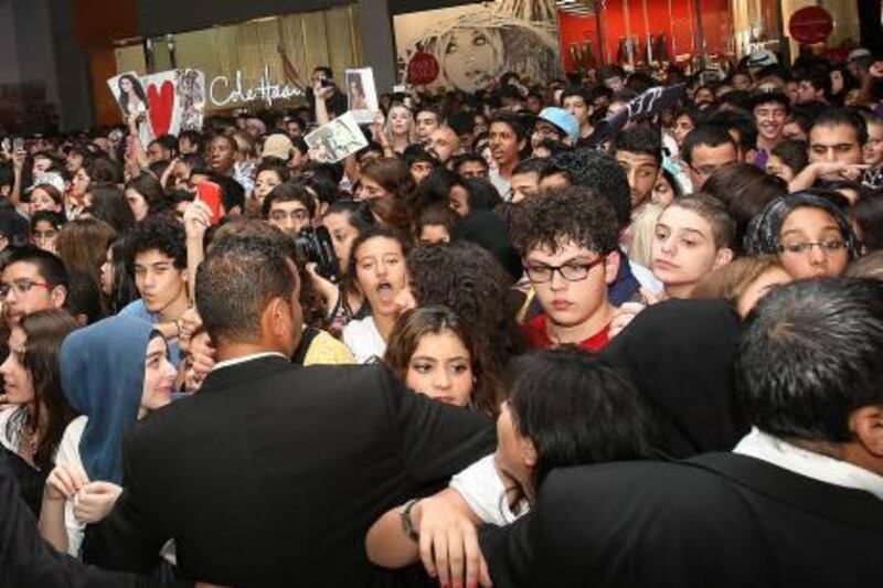 Dubai, United Arab Emirates, Dubai Mall Oc. 14, 2011- Thousands of fans waited hours to catch look of Kim Kardashian and her mother  Kris Jenner tat the Dubai Mall. Mike Young / The National 