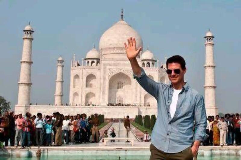 The actor Tom Cruise, shown here at the Taj Mahal in Agra, is set to work with Clint Eastwood and Beyoncé on the film A Star is Born.