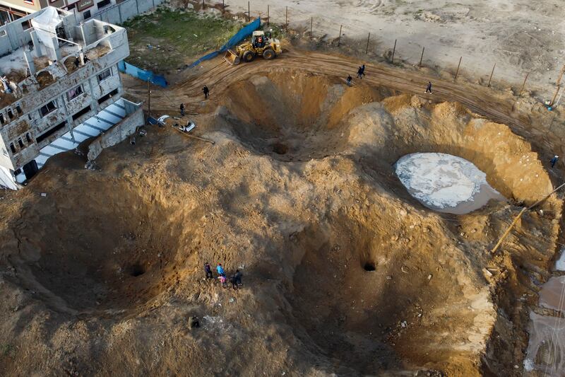Craters were formed on the ground after Israeli army launched air strikes on the Gaza Strip. AFP