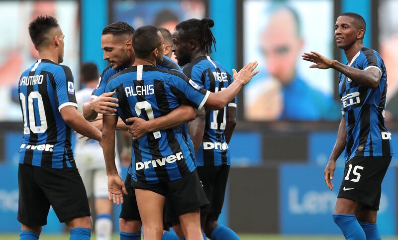 Danilo D Ambrosio celebrates his goal with Alexis Sanchez and Ashley Young. Getty Images