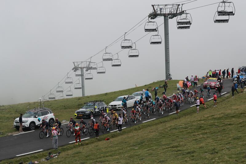 The peloton during the 18th stage of the Tour de France.