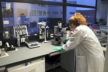 A scientist at work in a Janssen laboratory in The Netherlands. The company’s vaccine appears to offer protection against Covid-19. AP