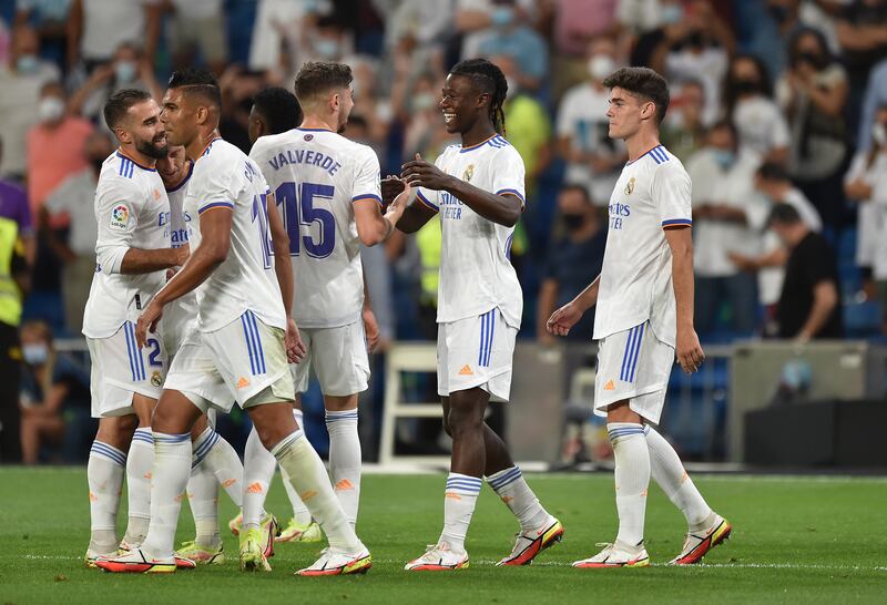 Eduardo Camavinga of Real Madrid celebrates after scoring their team's fourt. Getty Images