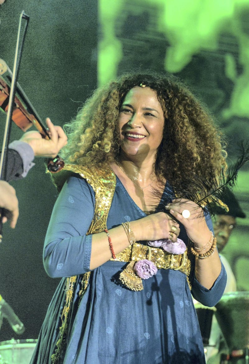 Abu Dhabi, United Arab Emirates -  Ghalia Benali, Tunisian singer performs at the Mother of Nation festival on the Abu Dhabi Corniche, March 28, 2018. (Khushnum Bhandari for The National)
