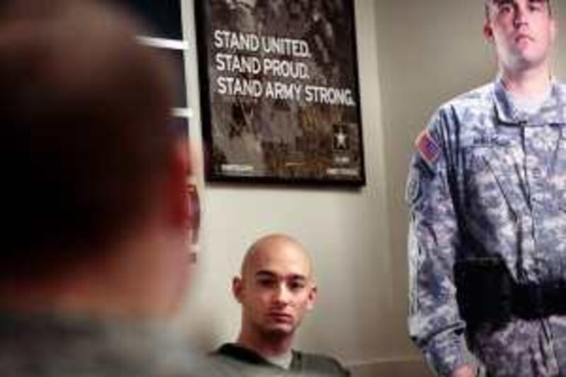 U.S Army recruit, Jake Lawrence, at the Armed Forces Career Center, November 30, 2009, in Arlington, VA., USA.