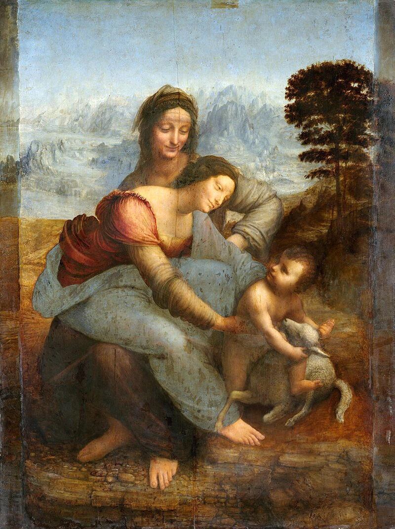 'The Virgin and Child with St. Anne' (1503). The oil painting depicts St Anne, her daughter the Virgin Mary and the infant Jesus. It is housed at the Louvre, Paris