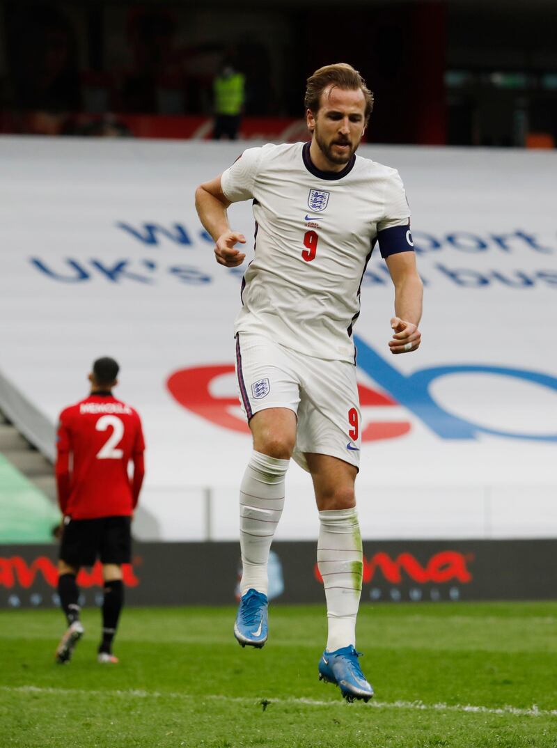 Harry Kane - 8: Wonderful header into corner from Shaw cross to open scoring with his first England goal since November 2019. Could, and should, have had another minutes later when he hit the bar with shot from inside six-yard box. Caught by surprise just after break when cross landed at his feet and he hit first-time shot over. Supplied assist for Mount goal. Booked for sliding in to try and grab a second in second half. Reuters