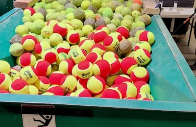 At least 125 million tennis balls end up in landfills each year in the US alone, according to Vermont-based non profit, Recycle Balls.