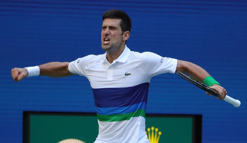 Serbia's Novak Djokovic celebrates during his win against Japan's Kei Nishikori. AFP