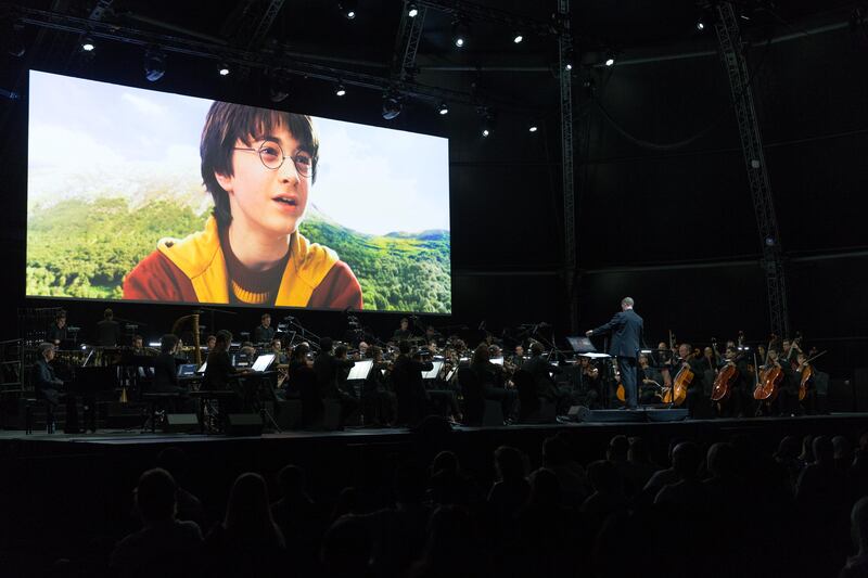 The Philosopher’s Stone plays on a 40-foot screen at Yas Arena, Abu Dhabi. Courtesy ProActiv