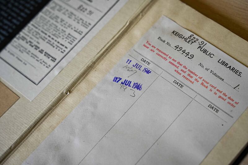 Date stamps in the copy of 'This Way To The Tomb' show just how long it has been away from the library. Photo: Bradford Council