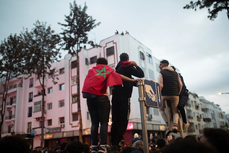 Other supporters celebrated in Rabat, Morocco. AP 