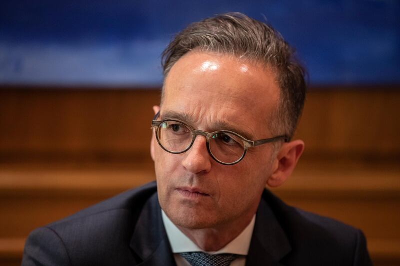 German Foreign Minister Heiko Maas, during a meeting with Greek Prime minister Kyriakos Mitsotakis in Athens, on Tuesday, July 21, 2020. Maas urged Turkey Tuesday to fully engage in planned talks with the European Union and avoid "provocative actions" in the Eastern Mediterranean in an effort to head off a potential crisis with Greece. (AP Photo/Petros Giannakouris)