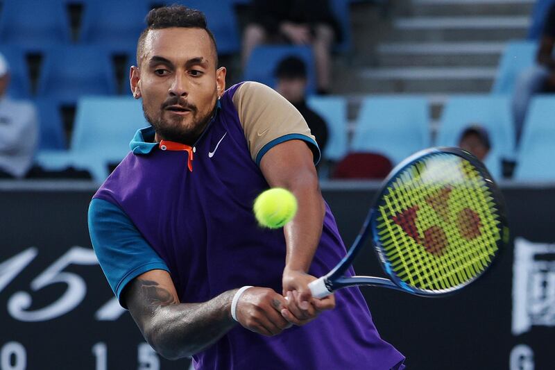 Nick Kyrgios during his victory over Harry Bourchier. Getty