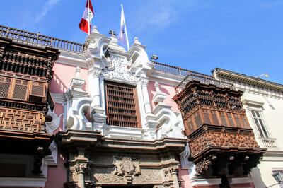 Wooden balconies in Lima, Peru. Kalpana Sunder