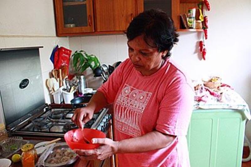 Bettina Gera holds cooking classes at her home near Panaji, the capital of Goa.