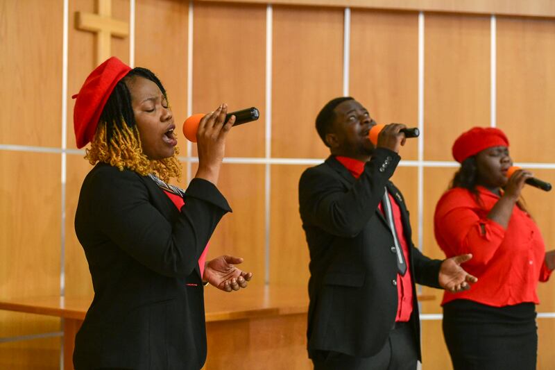 The Garden of Peace Choir performs during mass.