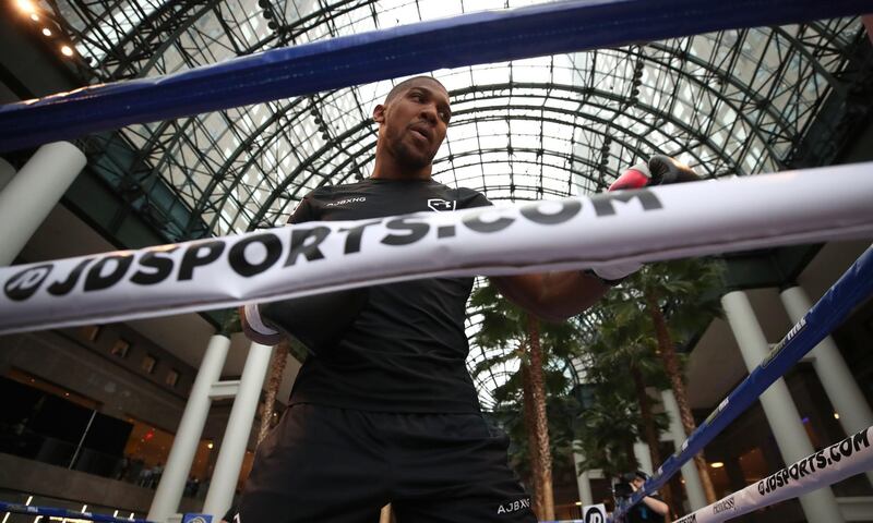 Anthony Joshua during the public work-out at Brookfield Place in New York ahead of his heavyweight world title fight with Andy Ruiz Jr. Press Association