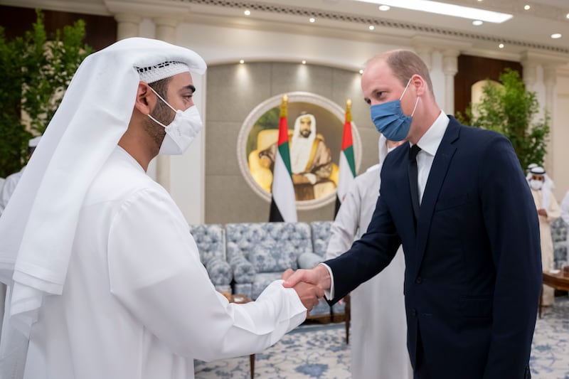 The Duke of Cambridge with Sheikh Zayed bin Sultan bin Khalifa.