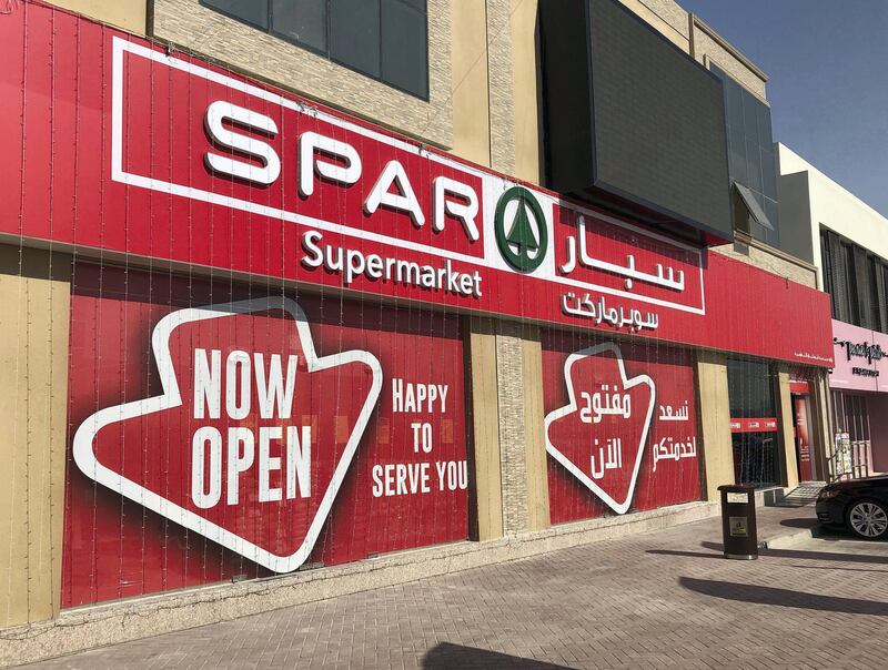 Dubai, United Arab Emirates - January 16, 2019: New Spar supermarket in Dubai. Wednesday, January 16th, 2019 on Hessa Street, Dubai. Chris Whiteoak/The National