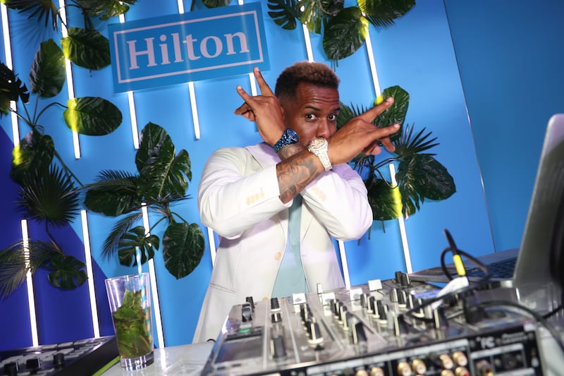 DJ Whoo Kid spinning in the DJ booth during a Miami Grand Prix event hosted by Hilton and McLaren Racing. AP