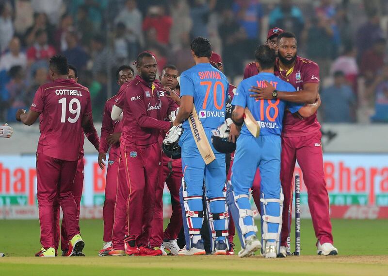 India chased down 208 to win the first T20 against the West Indies in Hyderabad. AP