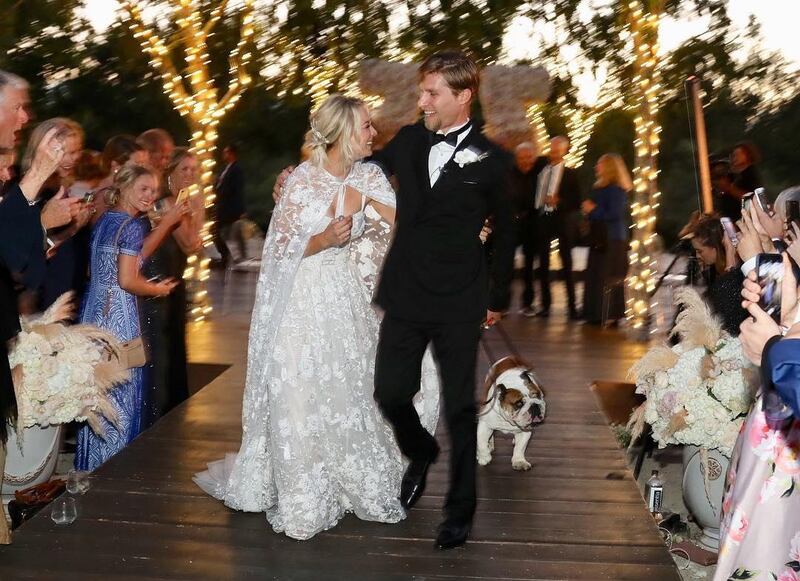 For her 2018 wedding to equestrian Karl Cook, 'The Big Bang Theory' actress Kaley Cuoco wore a gown by Lebanese designer Reem Acra. Photo: Kaley Cuoco / Instagram