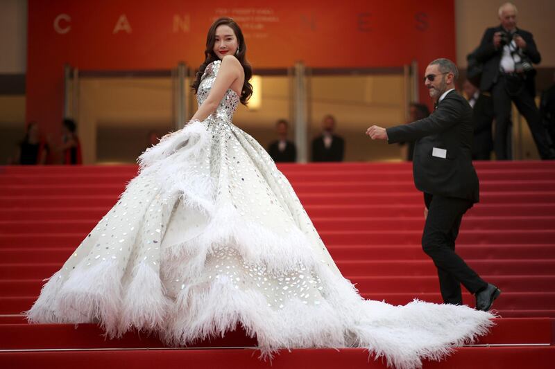 Jessica Jung wears Rami Kadi to the opening ceremony of the Cannes Film Festival on May 14, 2019. AP