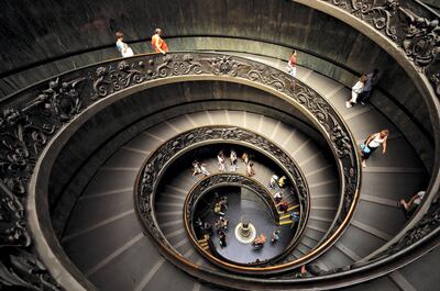 Helicoid staircase from Giuseppe Momo (1932) which marks end of Vatican museum, Vatican city.