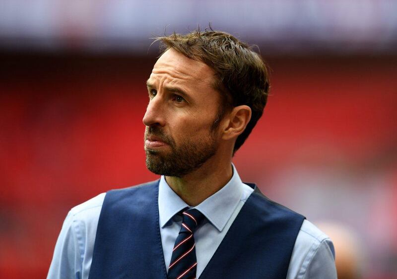 England’s Gareth Southgate looks on ahead of the match. Laurence Griffiths / Getty Images