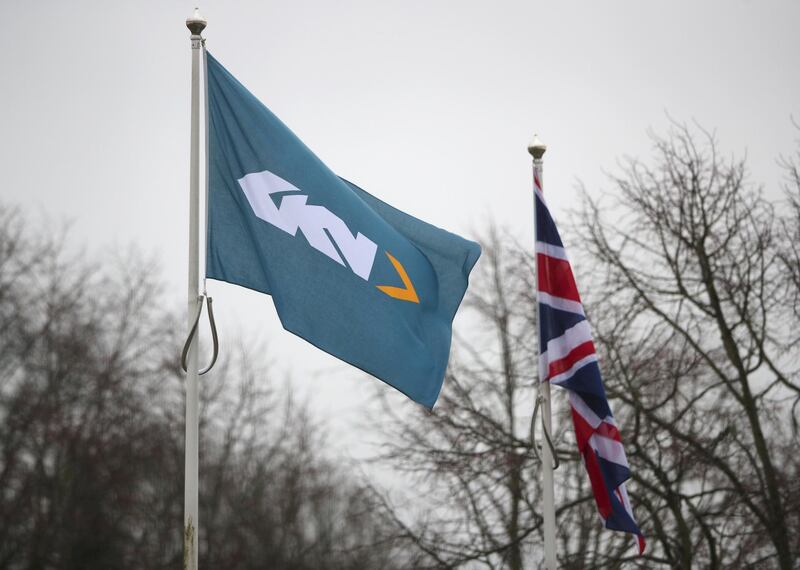 FILE PHOTO: Branding is seen outside the headquarters of GKN in Redditch, Britain, March 12, 2018. REUTERS/Hannah McKay/File Photo