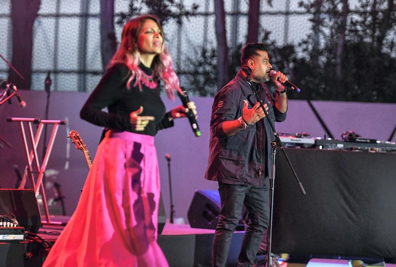 Abu Dhabi, United Arab Emirates - Shor Police, Indian pop duo Bianca Gomes and Clinton Cerejo blend Bollywood music with international pop originals at the opening night of Berklee, Abu Dhabi, Al Saadiyat. Khushnum Bhandari for The National