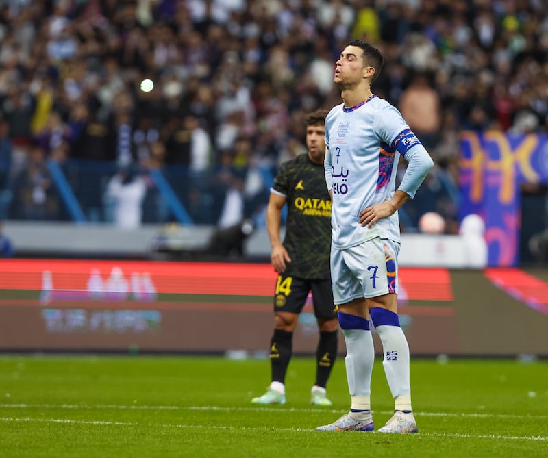 Cristiano Ronaldo prepares to take a penalty. Photo: General Entertainment Authority