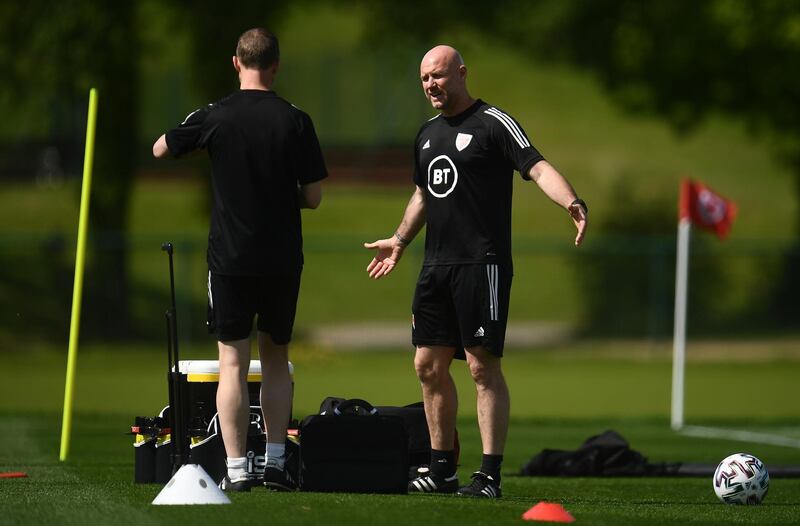 Wales interim manager Robert Page at training. Getty