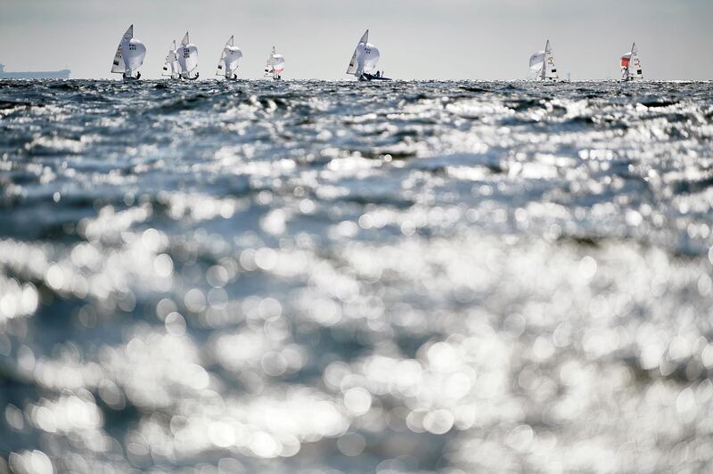 Competitors during the 470 Class category race of the Volvo Gdynia Sailing Days in Gdynia, Poland, no Wednesday, August 26. EPA