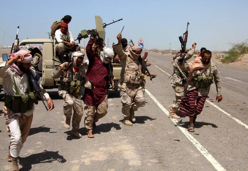 Pro-government forces advance in the western Yemeni coastal town of Mokha in a bid to drive the Shiite Houthi rebels away from the Red Sea coast. Forces supporting president Abdrabu Mansur Hadi, backed by the Arab coalition, began a major offensive on January 7 to recapture the coastline overlooking the Bab Al Mandab. Saleh Al Obeidi / Agence France-Presse 