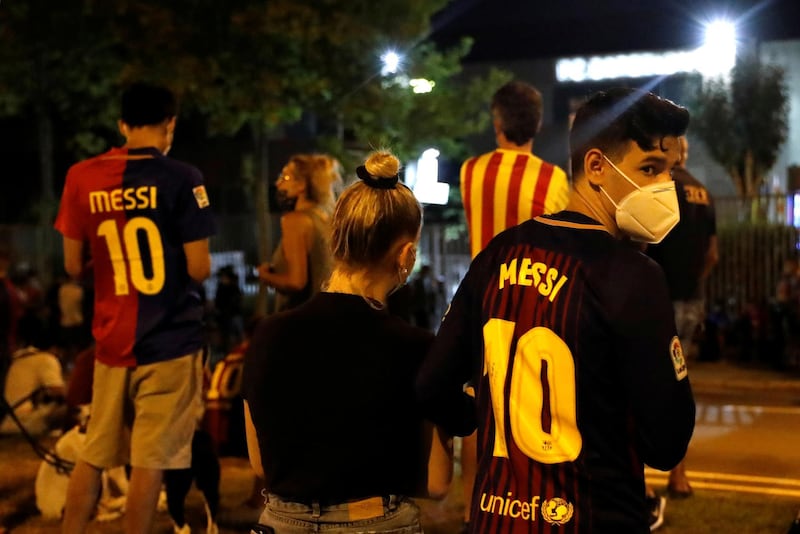Barcelona fans are seen outside the Camp Nou. Reuters